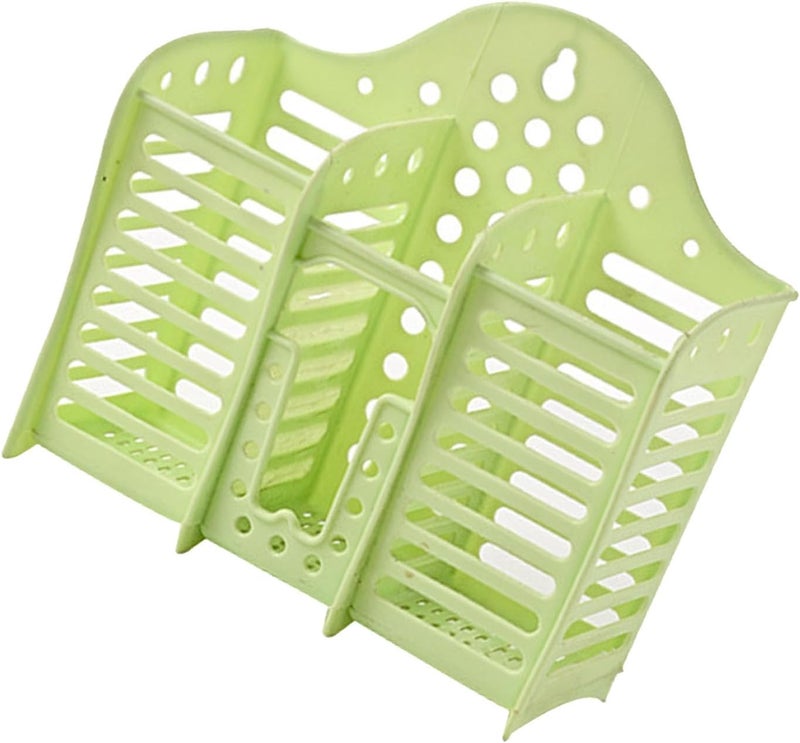 Cosiki Cutlery Holder, Wall Mounted Plastic Spoon Chopstick Basket for Kitchen with Hollow Draining Design, Multi Functional Storage Organizer (Green) - Image 3
