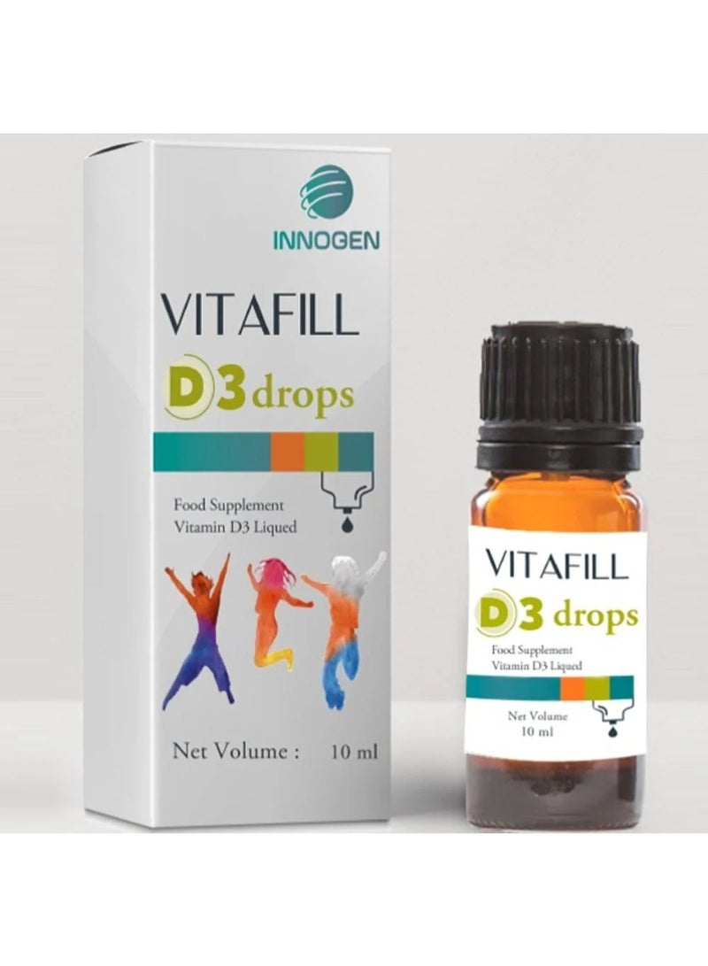 . قطرات فيتافيل فيتامين د3 الغذائية لدعم المناعة وصحة العظام - 10 مل، مكمل غذائي فعال يعزز مناعة الجسم ويساعد في الحفاظ على صحة العظام والأسنان. يعمل فيتامين د3 من فيتافيل على تنظيم مستويات الكالسيوم في الجسم ويدعم وظائف العضلات الصحية، مما يجعله خيارًا ممتازًا للأطفال والبالغين للحفاظ على الصحة العامة.