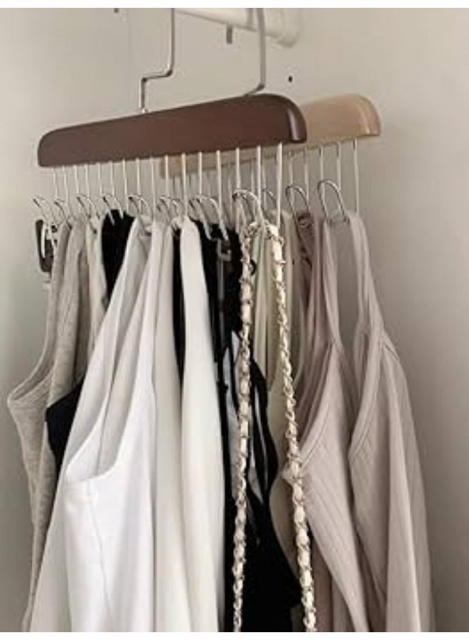 شماعة استانلس *خشب  متعددة الاستخدام مزودة ب 16هوك استانلس - Image 1