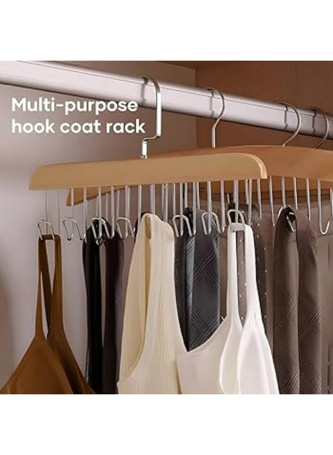 شماعة استانلس *خشب  متعددة الاستخدام مزودة ب 16هوك استانلس - Image 3