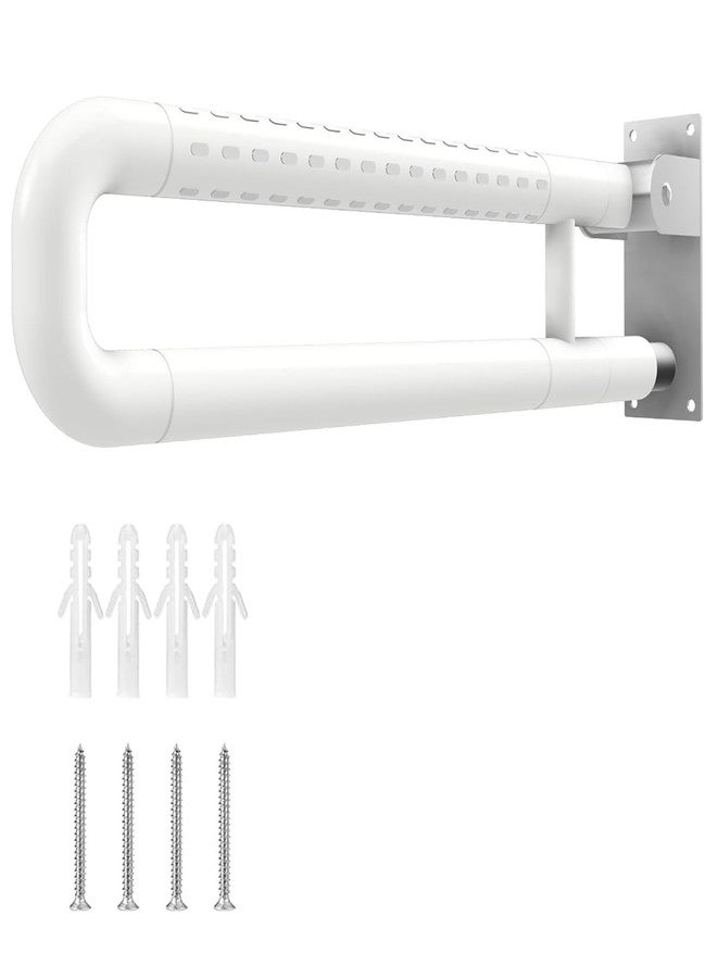 SPAZIO Stainless Steel Flip-Up Grab Bar | 17 Inch Bathroom Handle for Seniors with Anti-Slip Nylon Grip | Space-Saving Safety Bar for Shower, Toilet | Toilet Grab bar for Elderly (Wall Mounted) - Image 1
