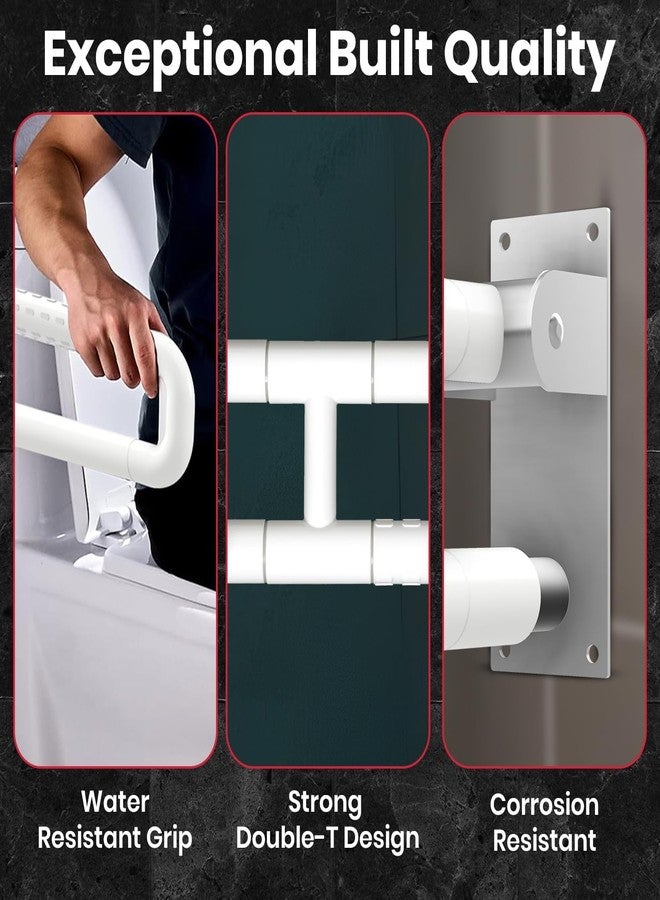 SPAZIO Stainless Steel Flip-Up Grab Bar | 17 Inch Bathroom Handle for Seniors with Anti-Slip Nylon Grip | Space-Saving Safety Bar for Shower, Toilet | Toilet Grab bar for Elderly (Wall Mounted) - Image 5