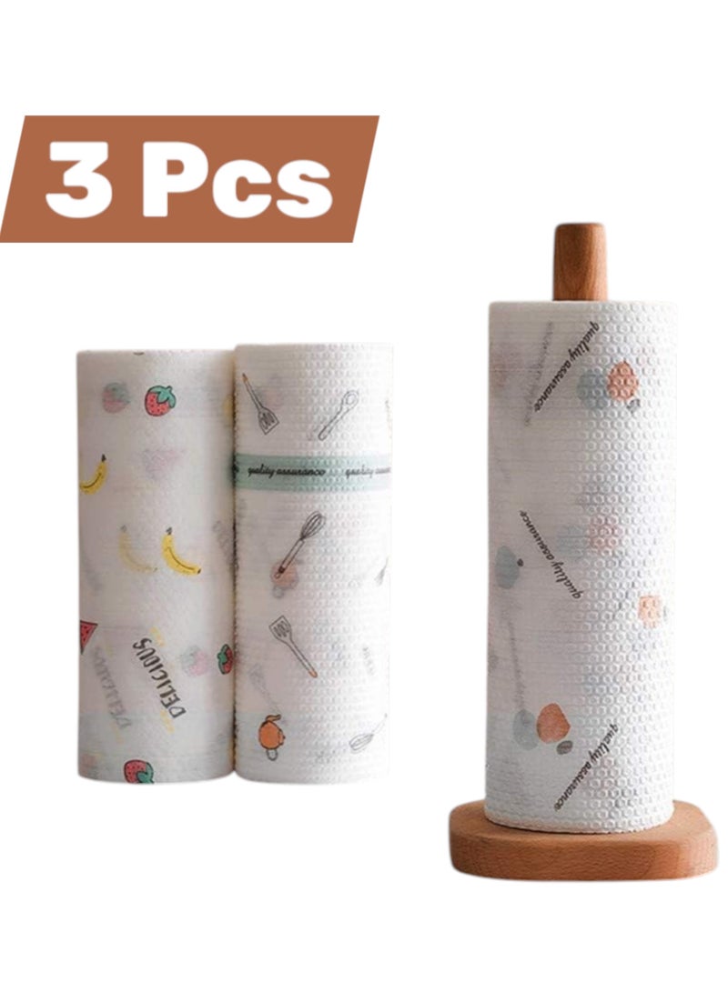Generic Fruit-Printed Kitchen Paper Towels – 3 Strong & Absorbent Rolls, Size 25×25 cm  - Image 1