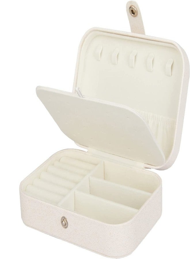 Surfexa Leather Travel Jewellery Storage Box Organizer Display Storage Case Woman Double Layer Jewellery Box for Earrings, Rings, Necklaces, Bracelets, White - Image 1