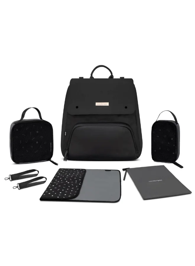 neobreez ZORI Multifunction Baby Diaper Bag Backpack Nappy Changing Travel Bag, Diaper Tote BagWater-Resistant Large Capacity 7-Pcs Set W/Changing Mat, Trolley Sleeve, Insulated Pockets, Diaper Bag For Mom&Dad