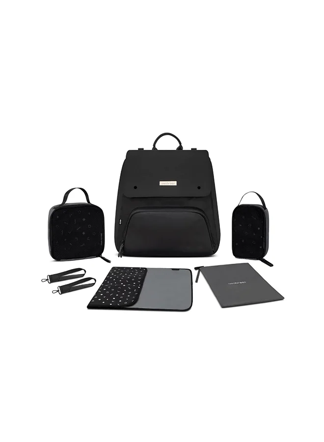 neobreez ZORI Multifunction Baby Diaper Bag Backpack Nappy Changing Travel Bag, Diaper Tote BagWater-Resistant Large Capacity 7-Pcs Set W/Changing Mat, Trolley Sleeve, Insulated Pockets, Diaper Bag For Mom&Dad