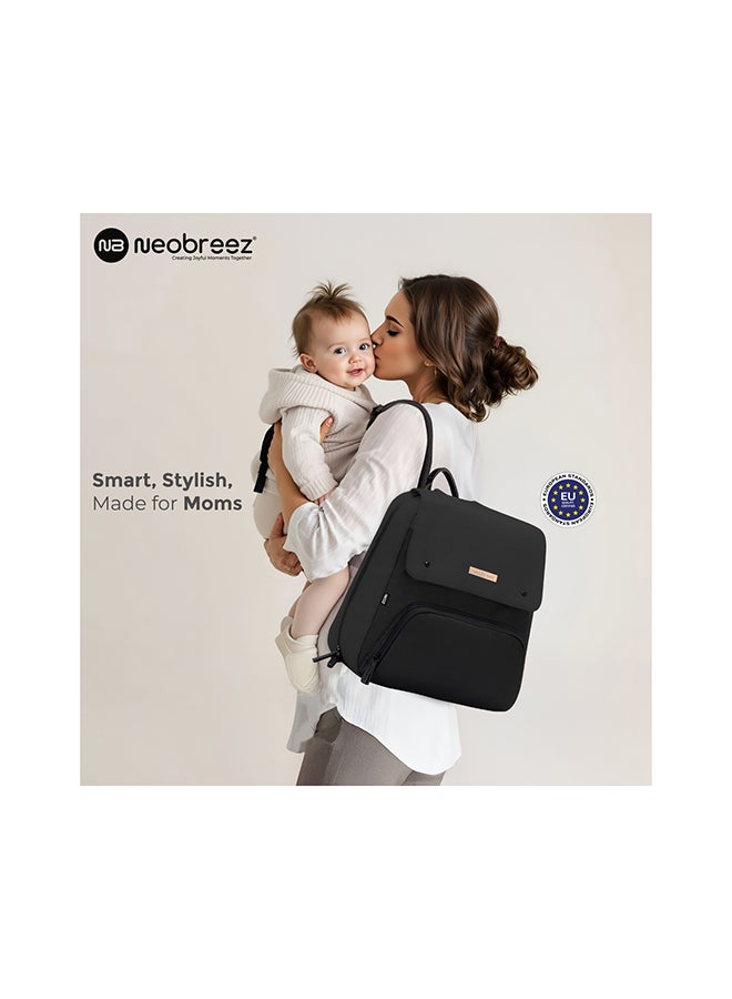 neobreez ZORI Multifunction Baby Diaper Bag Backpack Nappy Changing Travel Bag, Diaper Tote BagWater-Resistant Large Capacity 7-Pcs Set W/Changing Mat, Trolley Sleeve, Insulated Pockets, Diaper Bag For Mom&Dad - Image 4