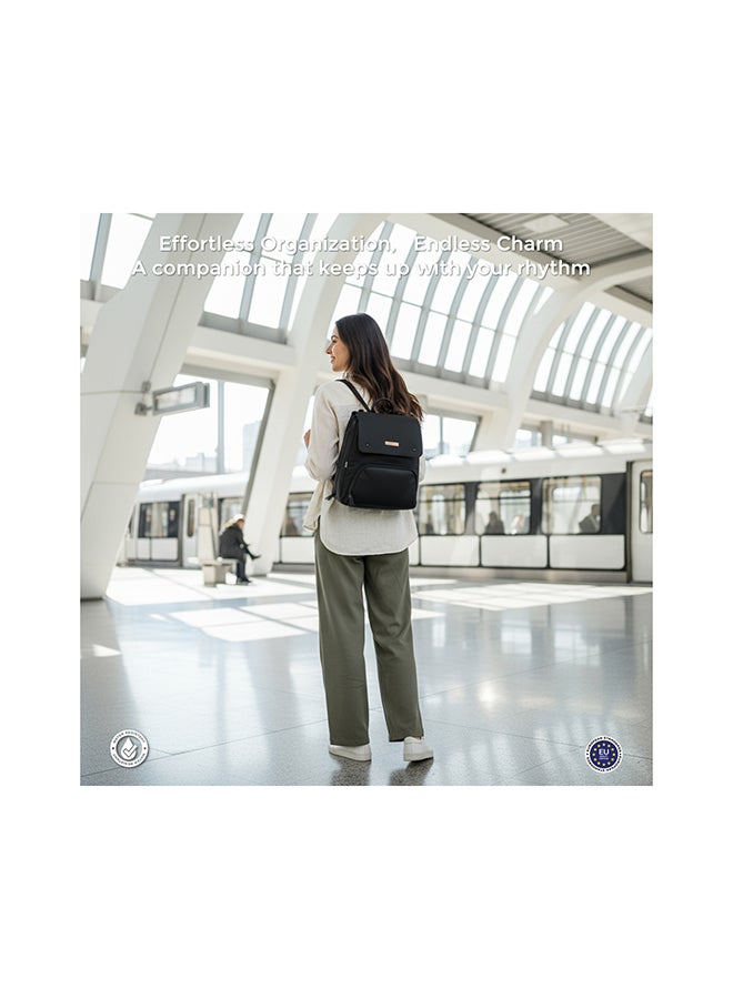 neobreez ZORI Multifunction Baby Diaper Bag Backpack Nappy Changing Travel Bag, Diaper Tote BagWater-Resistant Large Capacity 7-Pcs Set W/Changing Mat, Trolley Sleeve, Insulated Pockets, Diaper Bag For Mom&Dad - Image 5