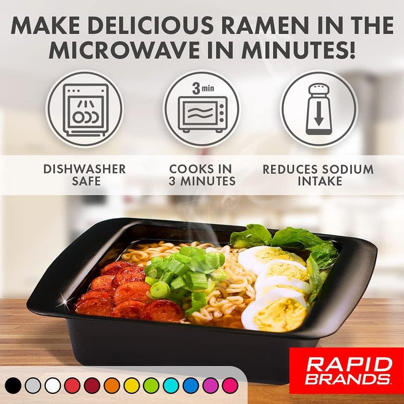 Rapid Brands طباخ رامين سريع  أدوات طهي قابلة للاستخدام في الميكروويف لرامين فوري  خالية من BPA وآمنة في غسالة الصحون  مثالي للسكن الجامعي أو المطبخ الصغير أو المكتب  برتقالي  2 عبوة - Image 2