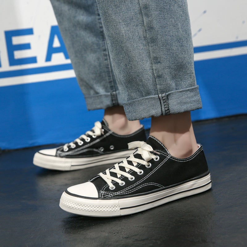 1970s Canvas Shoes Mens Low-cut Mens Shoes Korean Style Fashionable All-match Breathable Cloth Shoes Work Shoes Casual Couples Board ShoesEngraved 6970 Black Engraved 6970 Black 