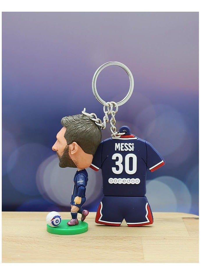 Generic Football Super hero Bobble Head for car dashboard or desk and Football Stars jersey keychain Messi Keychain - Image 3