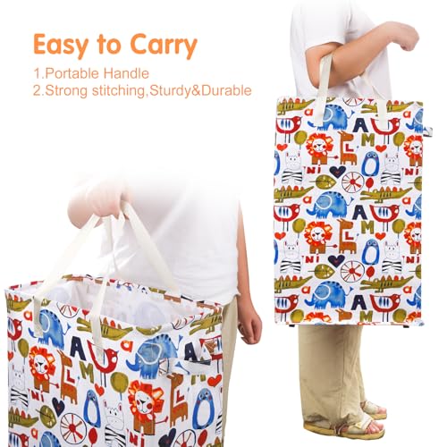 Odonata Slim Laundry Hamper Handles Collapsible Laundry Basket Thin Dirty Clothes Basket Narrow Laundry Bag Foldable Dirty Hamper 48L (Animal) - Image 4
