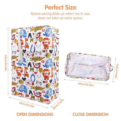 Odonata Slim Laundry Hamper Handles Collapsible Laundry Basket Thin Dirty Clothes Basket Narrow Laundry Bag Foldable Dirty Hamper 48L (Animal) - Image 2