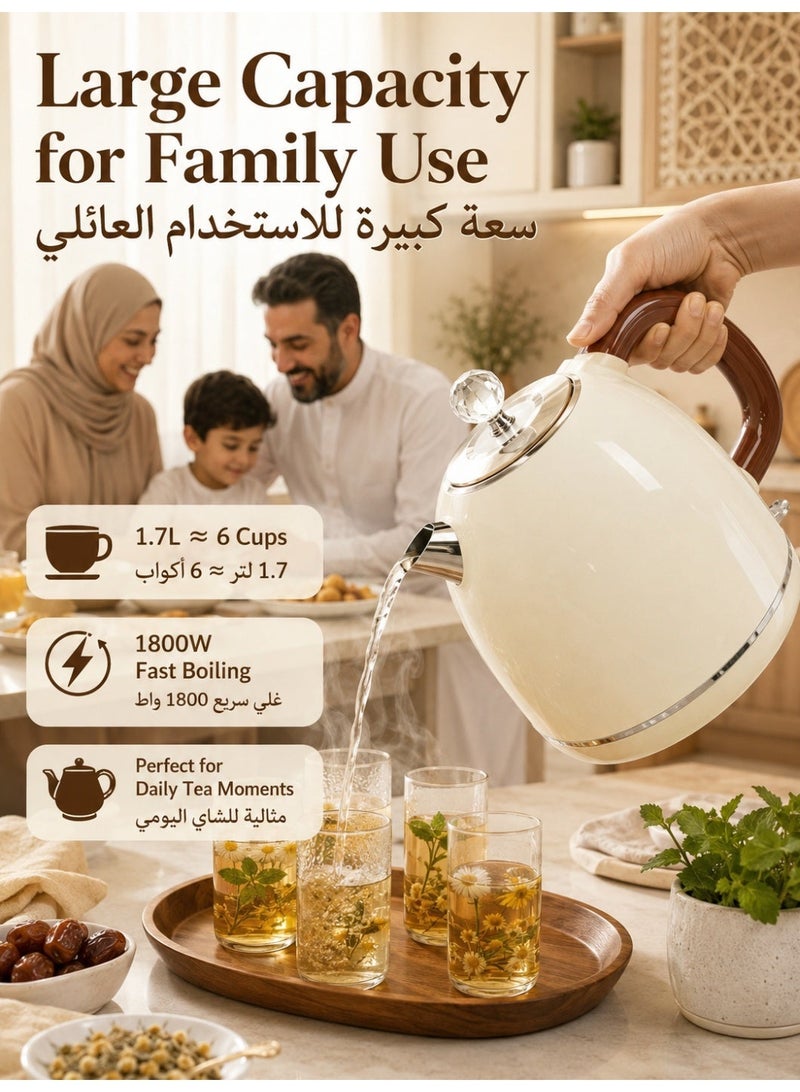 Three sheep Kettle with Boil Dry Protection, Detachable Power Base, Auto Shut Off, Fast Boil & Easy to Clean and Ideal for Hot Water, Tea or Coffee 1.7L - Image 2