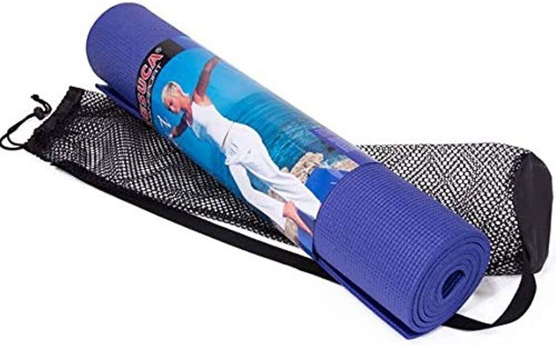1666 Yoga Mat with Carry Net - (Blue, 6mm)