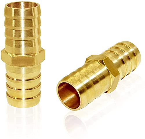 Joywayus Brass Hose Barb 1 "" Id Hex Union Brass Hose Fitting Water/Fuel/Air (Pack Of 2) - Image 1