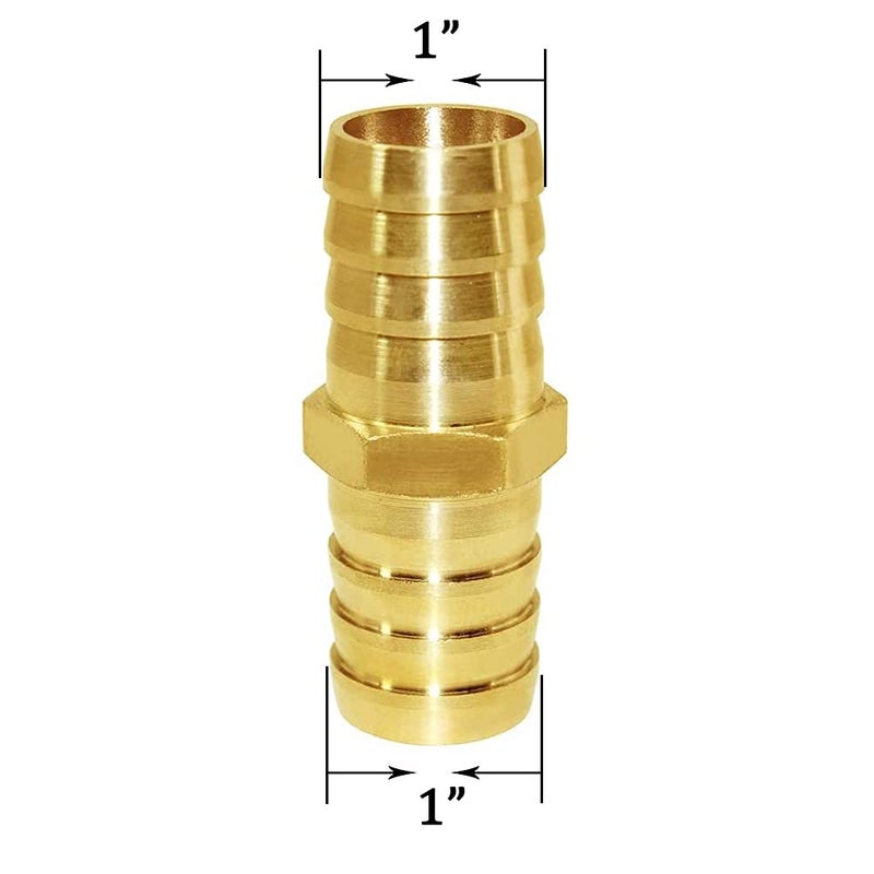Joywayus Brass Hose Barb 1 "" Id Hex Union Brass Hose Fitting Water/Fuel/Air (Pack Of 2) - Image 2