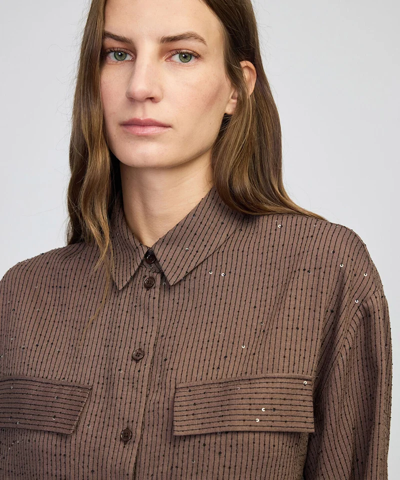 Ipekyol Sequin Embellished Striped Shirt
