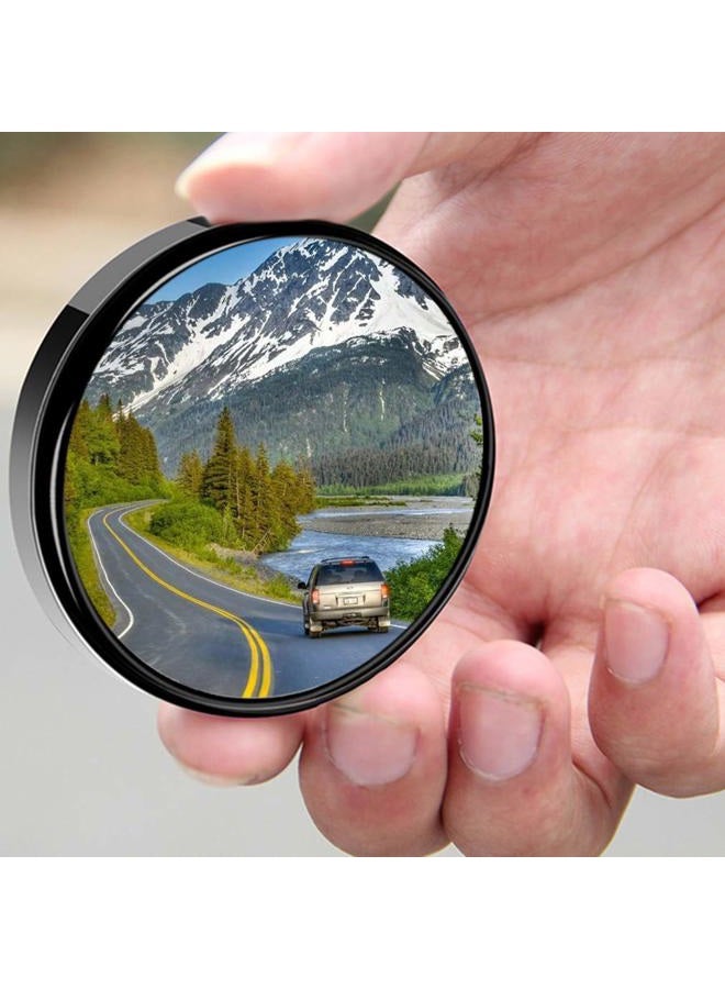 ESreake 4pcs Blind Spot Mirror,2-inch Round Wide Angle HD Glass Convex Rear View Mirror，Angle Adjustable Blind Spot Mirror for Large Vehicles, Car Suv Trucks (2"(50mm), Black frame) - Image 2