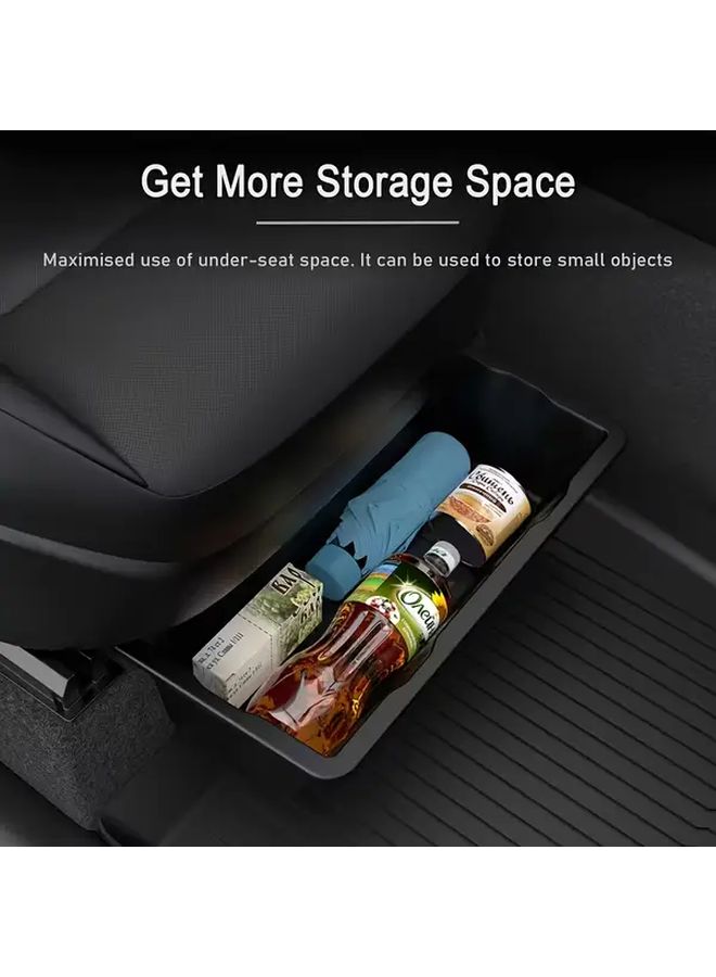 Black Car Rear Under Seat Storage Organizer Hidden Tray For Cars SUVs Trucks - Image 1