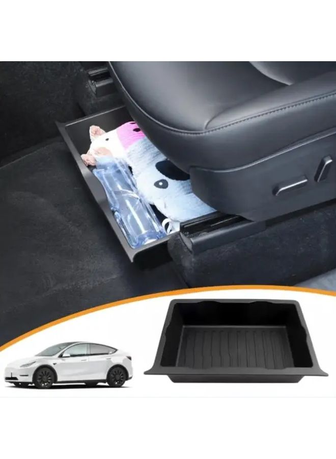 Black Car Rear Under Seat Storage Organizer Hidden Tray For Cars SUVs Trucks - Image 3