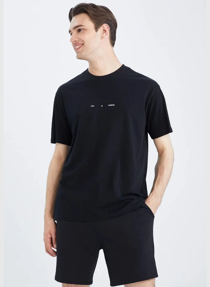 DeFacto Boxy Fit Short Sleeve Back Slogan Print T-Shirt