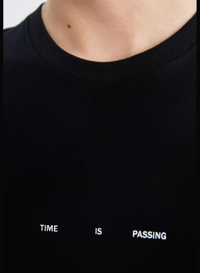 DeFacto Boxy Fit Short Sleeve Back Slogan Print T-Shirt