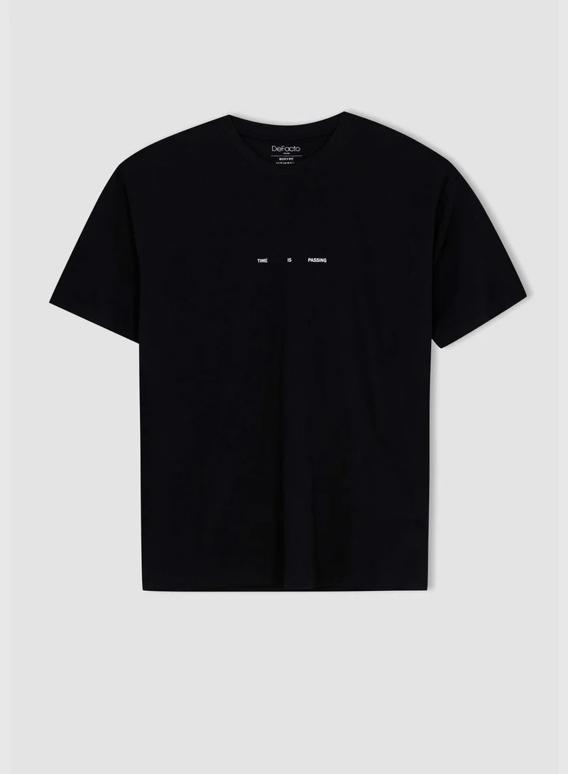 DeFacto Boxy Fit Short Sleeve Back Slogan Print T-Shirt