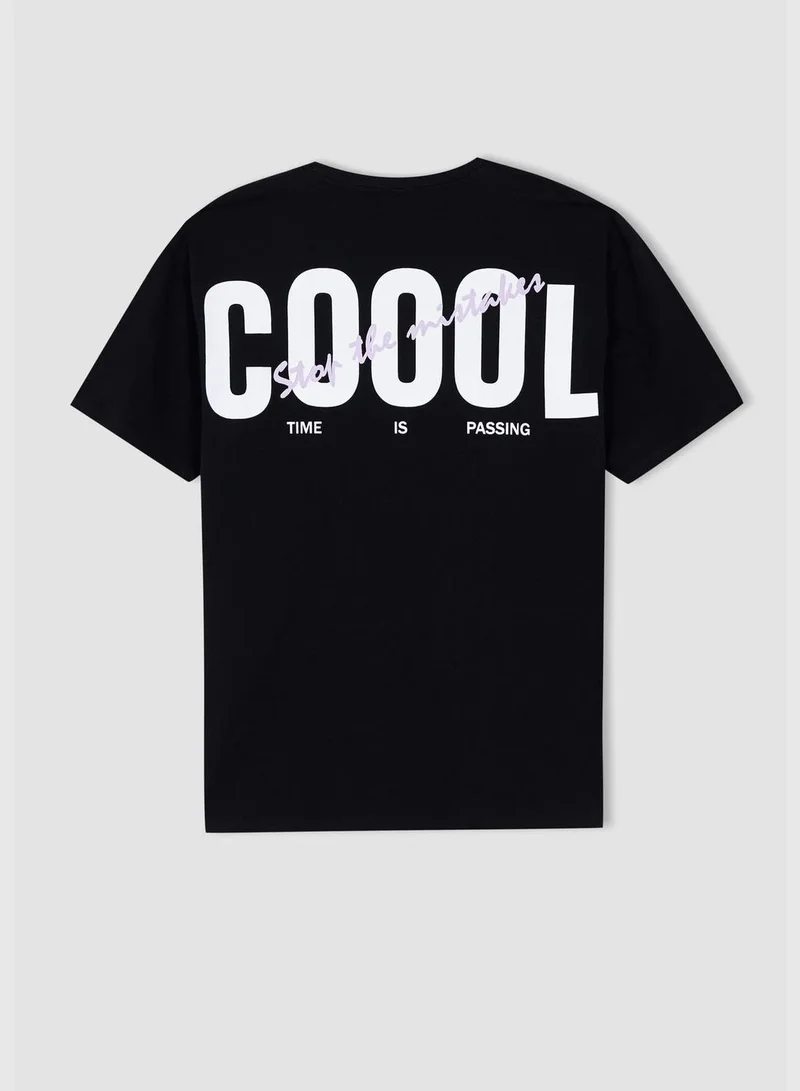 DeFacto Boxy Fit Short Sleeve Back Slogan Print T-Shirt