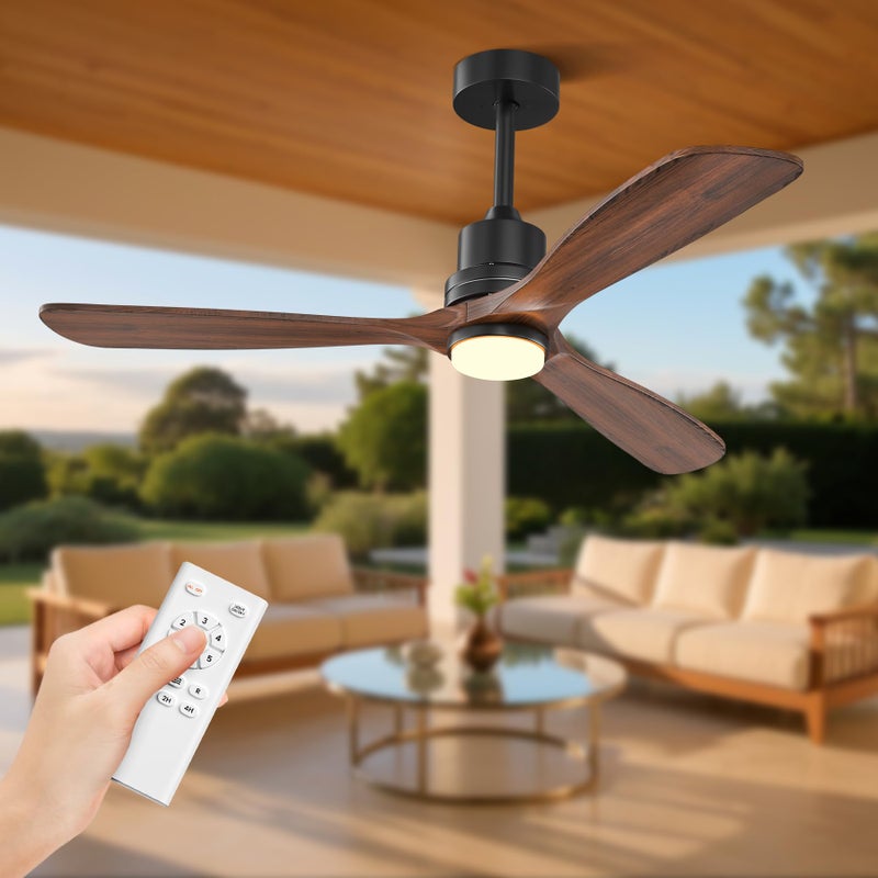 Obabala Obabala 52 Ceiling Fans with Light Remote Control Outdoor Wood Ceiling Fans with LIght for patios Noiseless Reversible DC Motor  - Image 1