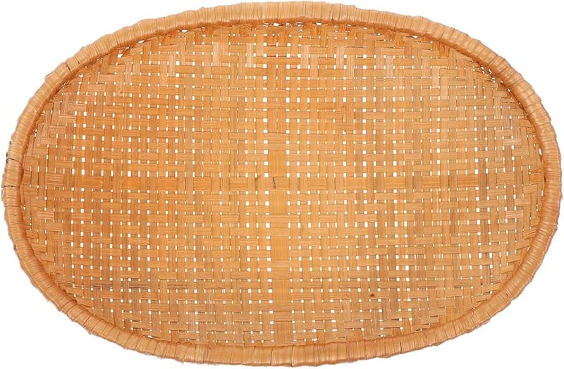 Handwoven Woven Storage Basket 27x18x4cm Kitchen Container for Bread Fruit Serving Tray Home Picnic Party - Image 1