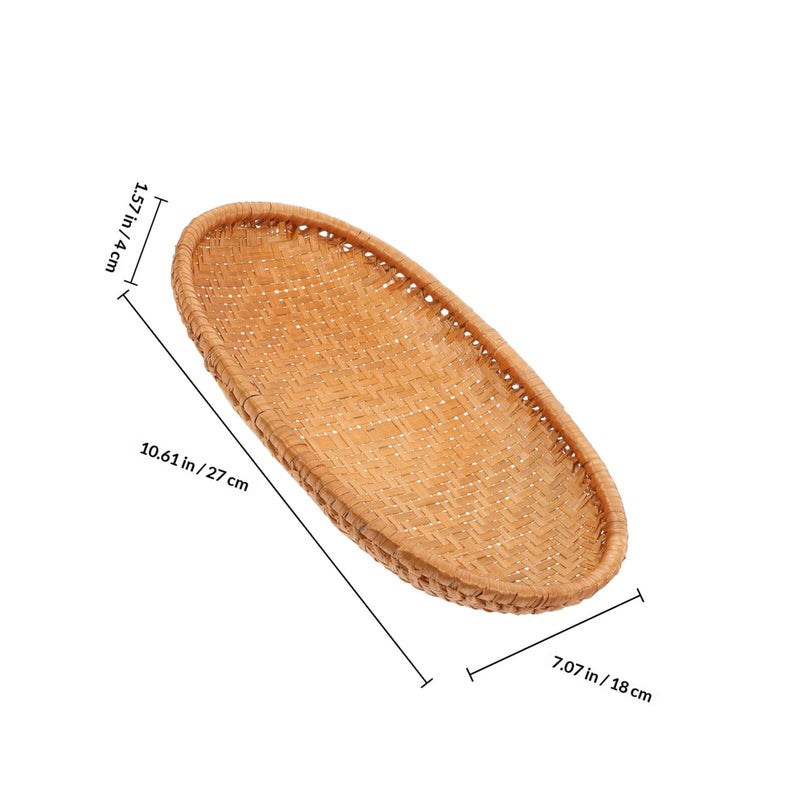 Handwoven Woven Storage Basket 27x18x4cm Kitchen Container for Bread Fruit Serving Tray Home Picnic Party - Image 3