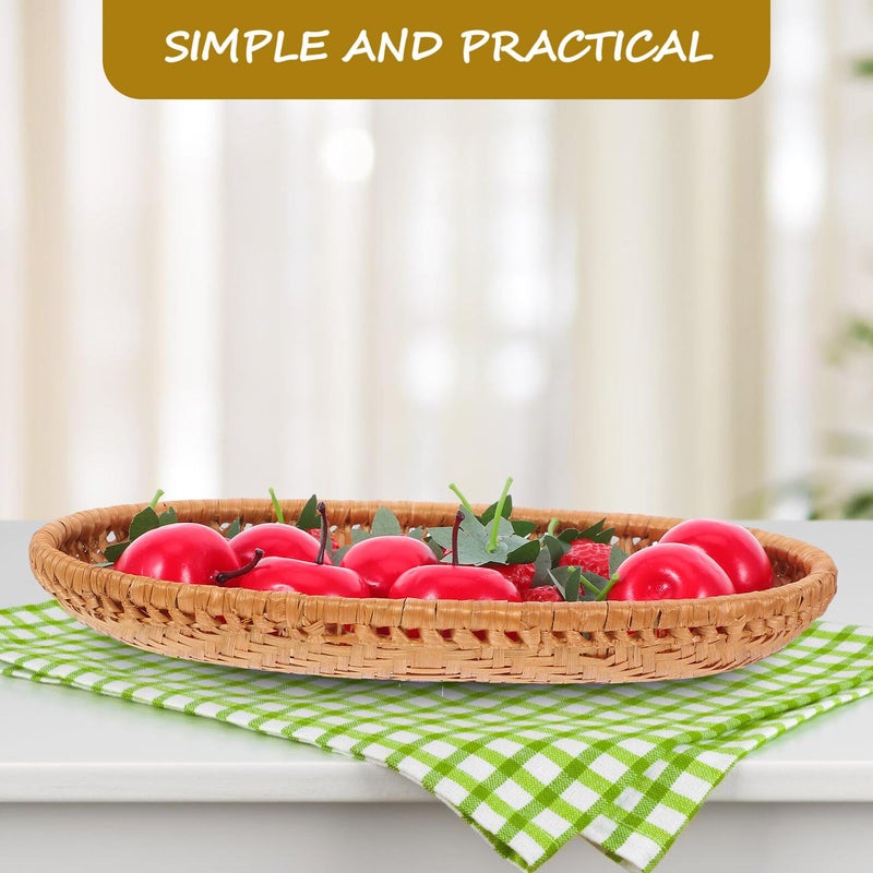 Handwoven Woven Storage Basket 27x18x4cm Kitchen Container for Bread Fruit Serving Tray Home Picnic Party - Image 4