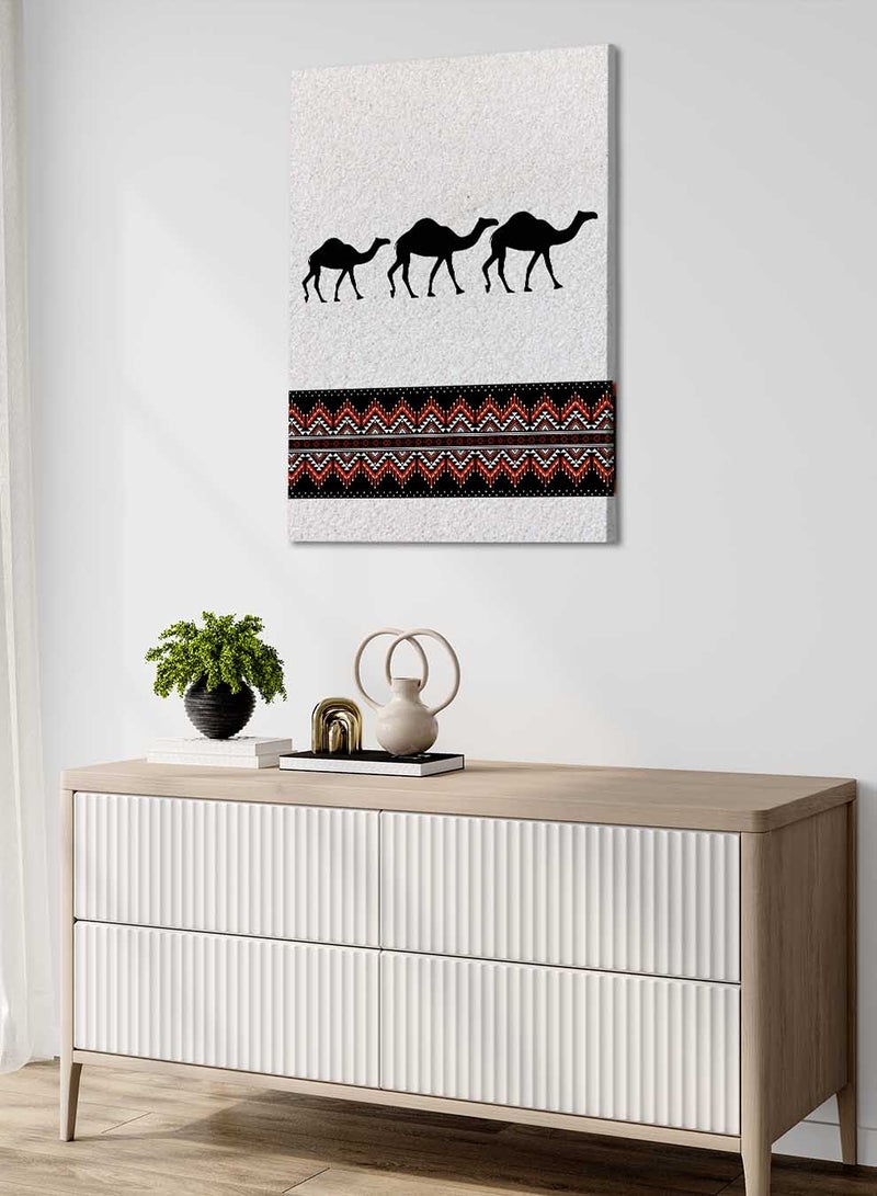 LOWHA Canvas Wall Art Stretched Over Wooden Frame Depicting Camels with a Saudi Inspired Design - Image 3