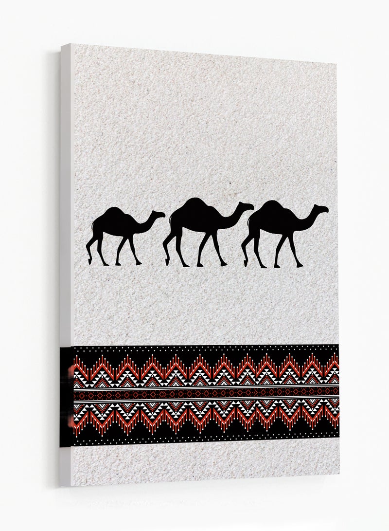 LOWHA Canvas Wall Art Stretched Over Wooden Frame Depicting Camels with a Saudi Inspired Design - Image 4