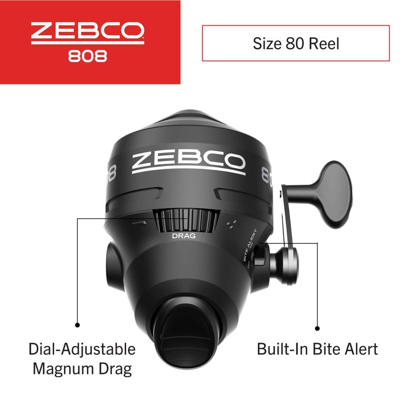 Zebco 808 Spincast Fishing Reel, Powerful All Metal Gears, Quickset Anti-Reverse and Bite Alert, Pre-spooled with 20-Pound Zebco Fishing Line, Clam Pack, Black - Image 2