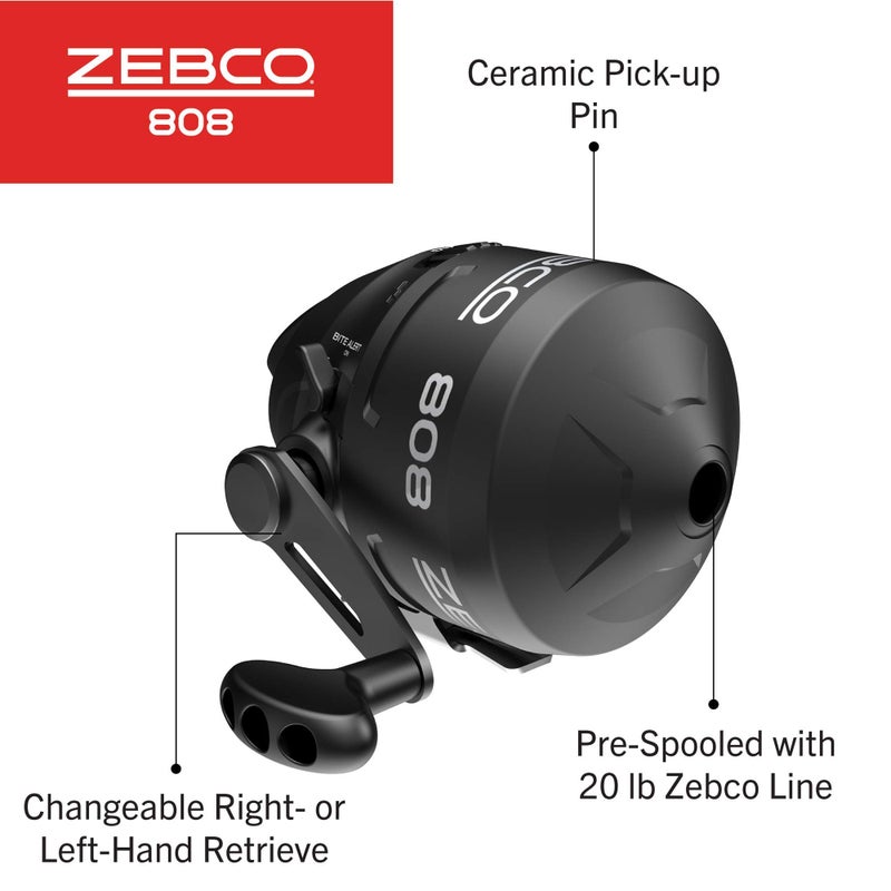 Zebco 808 Spincast Fishing Reel, Powerful All Metal Gears, Quickset Anti-Reverse and Bite Alert, Pre-spooled with 20-Pound Zebco Fishing Line, Clam Pack, Black - Image 3