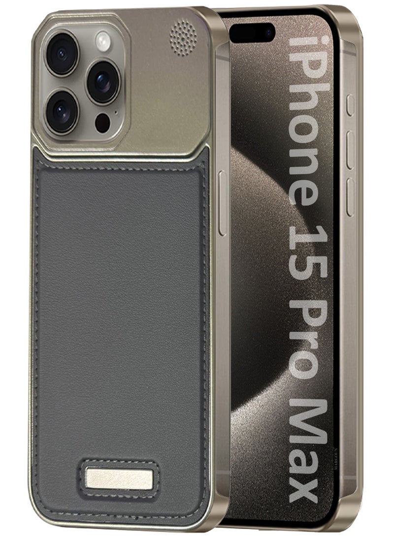 CATANES iPhone 15 Pro Max Case Leather Metal Design, Slim Lightweight Minimalist Cover - Image 1