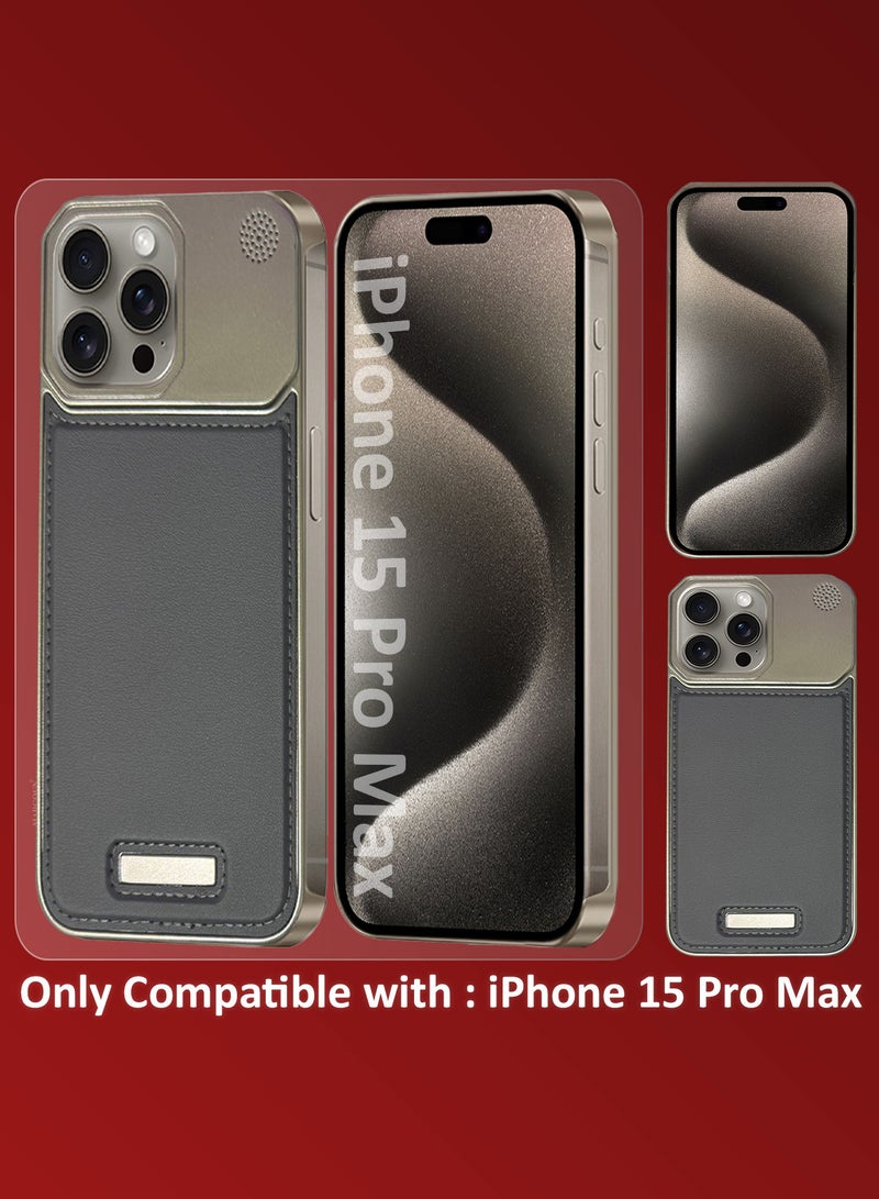 CATANES iPhone 15 Pro Max Case Leather Metal Design, Slim Lightweight Minimalist Cover - Image 2