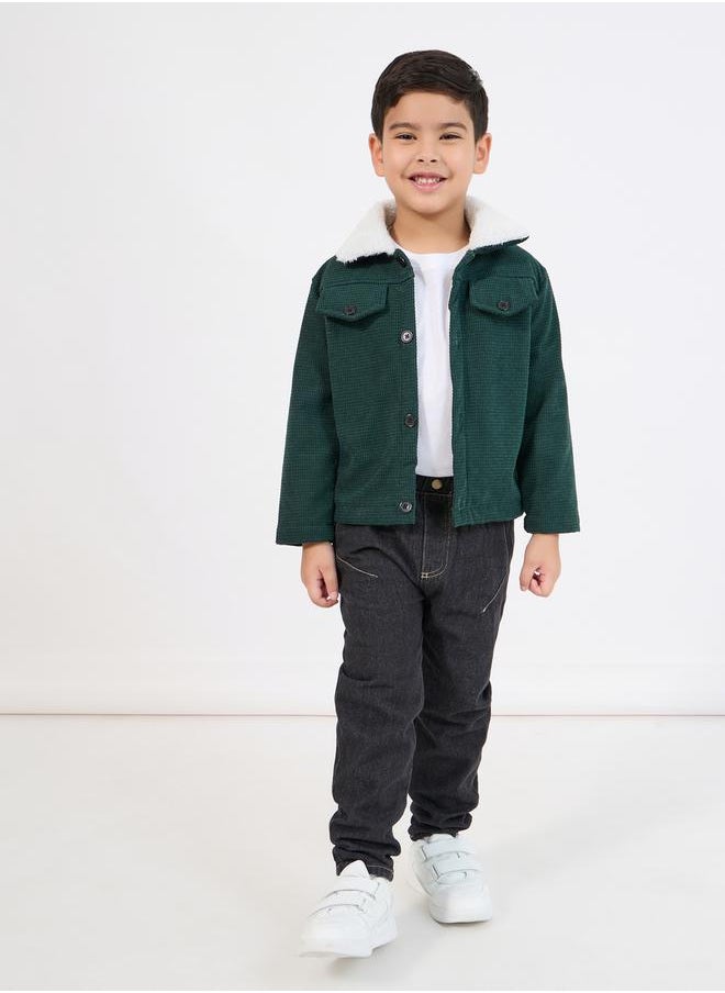 Styli - Front Flap Pocket Texture Thermal Lined Coat - Image 1