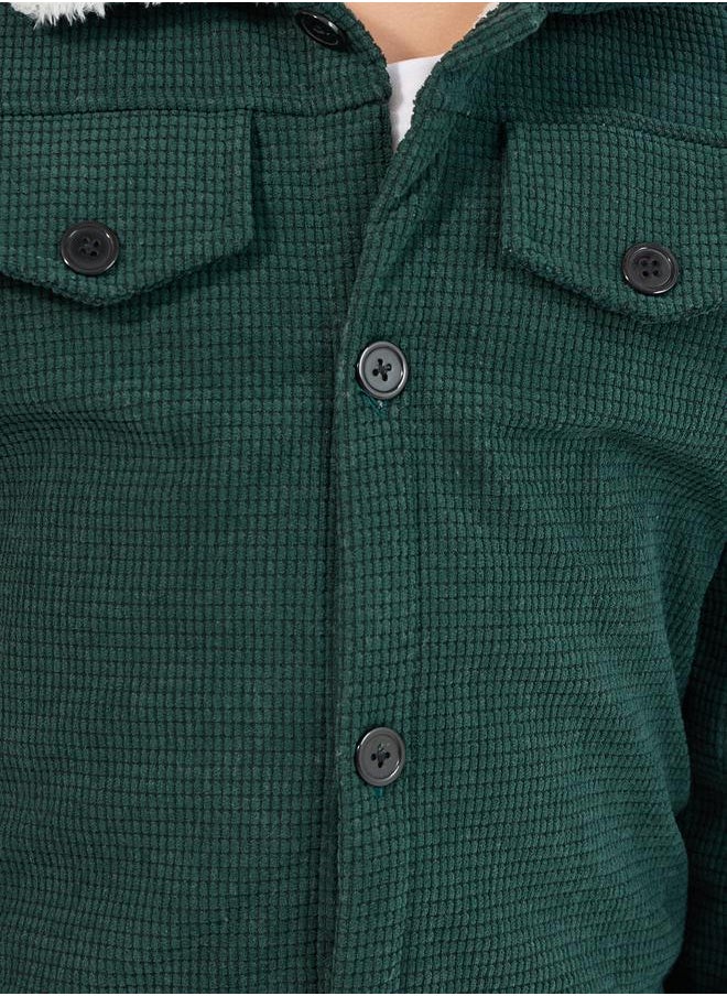 Styli - Front Flap Pocket Texture Thermal Lined Coat - Image 1