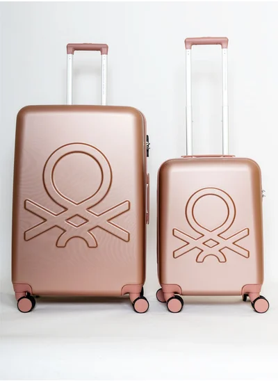 UNITED COLORS OF BENETTON BNTA-202 Set of 2 Luggage with TSA Lock | Material- Acrylonitrile Butadiene Styrene| Adjustable Trolley Handle | Smooth Dual Wheels 360degree rotation | 20/28 inch | Rose Gold