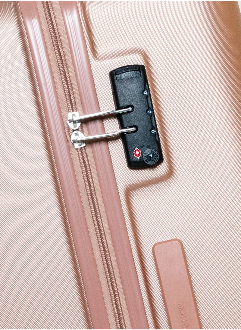 UNITED COLORS OF BENETTON BNTA-202 Set of 2 Luggage with TSA Lock | Material- Acrylonitrile Butadiene Styrene| Adjustable Trolley Handle | Smooth Dual Wheels 360degree rotation | 20/28 inch | Rose Gold