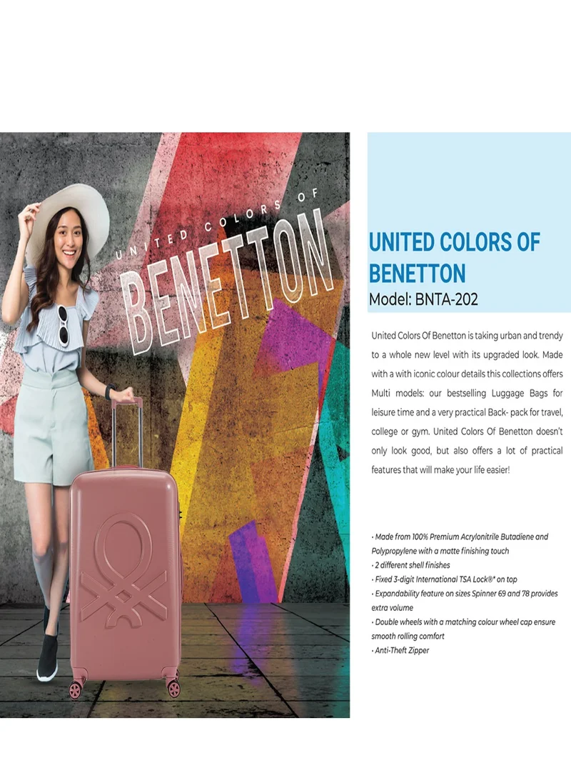 UNITED COLORS OF BENETTON BNTA-202 Set of 2 Luggage with TSA Lock | Material- Acrylonitrile Butadiene Styrene| Adjustable Trolley Handle | Smooth Dual Wheels 360degree rotation | 20/28 inch | Rose Gold