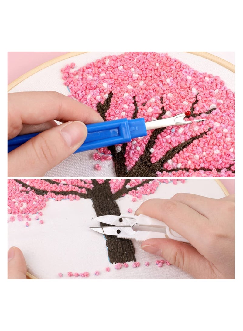 SOLARAE 10 Pieces Punch Needle, Punch Needle Tool with Seam Ripper, Needle Threader, Thimble and Scissor, Magic Embroidery Pen for Embroidery Floss Cross Stitching Beginners - Image 5