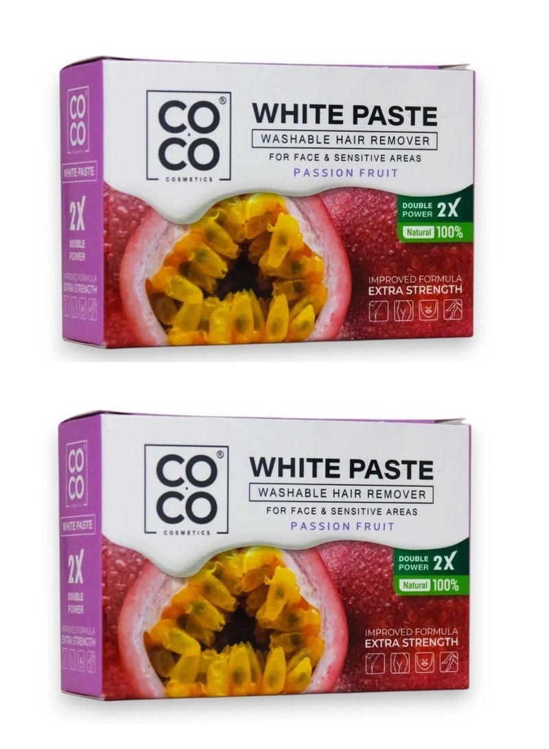 Coco White Paste Washable Hair Remover For Face & Sensitive Areas Pssion Fruit 100g 2Pcs