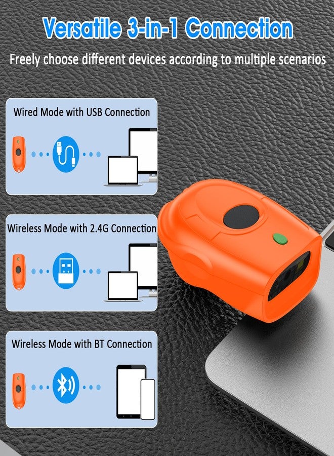 سيمكود ماسح الباركود اللاسلكي الصغير Symcode Bluetooth Mini 1D، ماسح باركود لاسلكي 3 في 1 بتقنية Bluetooth و2.4G لاسلكيًا وسلكيًا عبر USB، متوافق مع أنظمة Android وiOS وأجهزة الكمبيوتر وWindows - Image 5