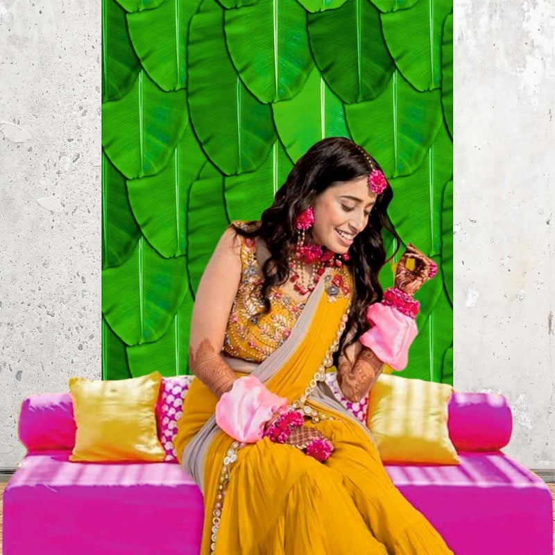 Party Baazaar Banana Leaf Backdrop for Decoration | Varalakshmi Pooja Backdrop | Valakapu Function Decoration Items (Pack of 1, Multicolor, Size: 8x5 Feet) - Image 4