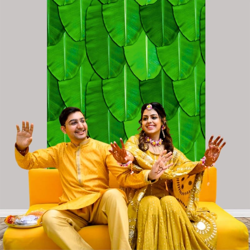 Party Baazaar Banana Leaf Backdrop for Decoration | Varalakshmi Pooja Backdrop | Valakapu Function Decoration Items (Pack of 1, Multicolor, Size: 8x5 Feet) - Image 3