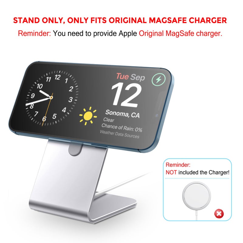 CreaDream Stand for MagSafe Charger, CreaDream Aluminum Stand Holder for iPhone 16 15 14 13 12 Series, Magsafe Accessories Compatible with iPhone 16 15 14 13 12 Plus, Pro, Pro Max [MagSafe Charger Not Included] - Image 2